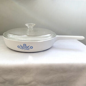 CORNING WARE RANGE TOPPER N-10-B 10" SKILLET PAN W/ LID BLUE CORNFLOWER RARE